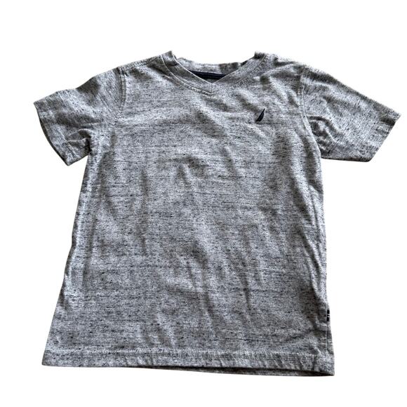 Nautica Boys Tee Heather Gray Size 6 V-Neck Short Sleeves - Picture 1 of 5